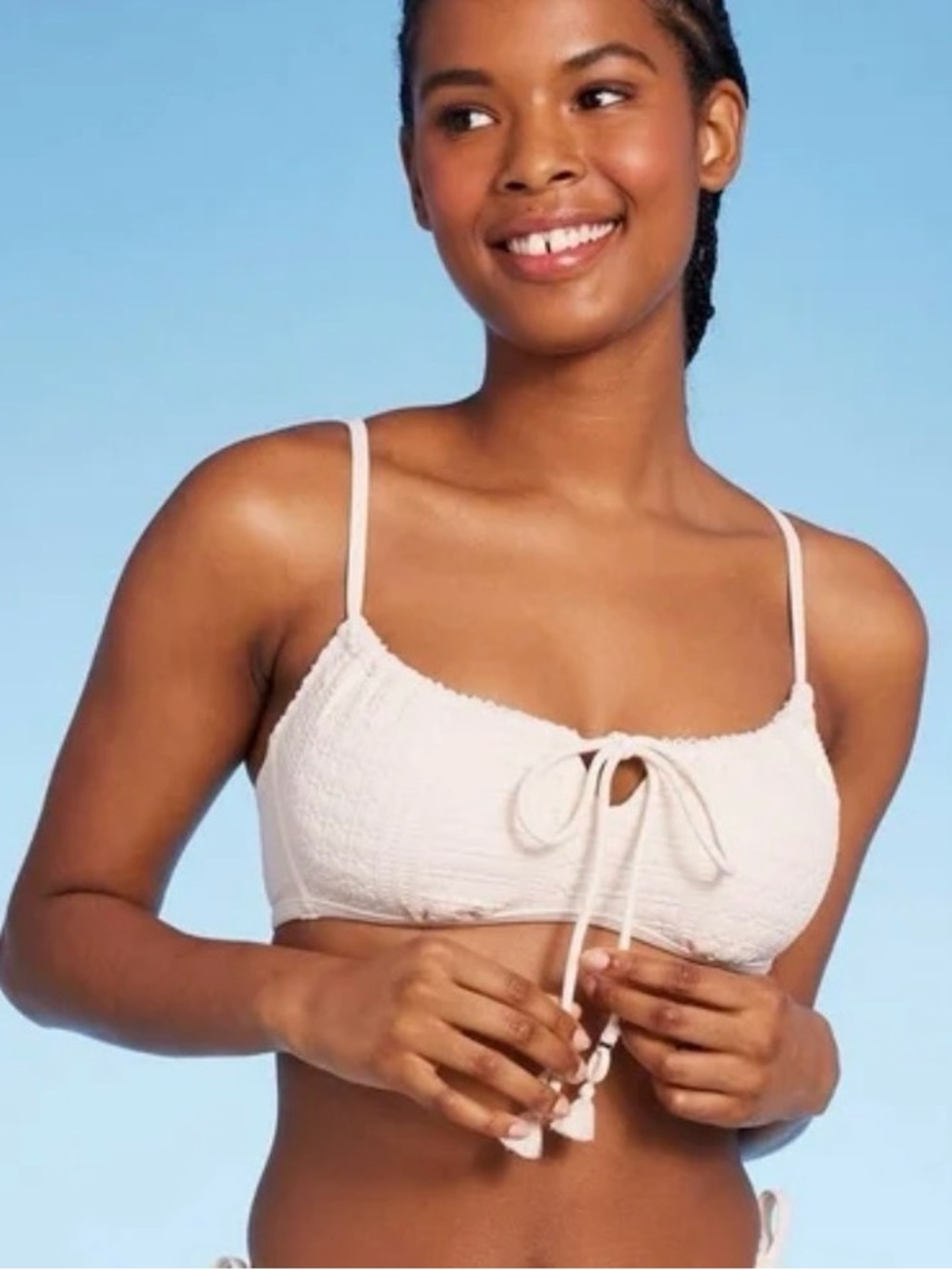 Wild Fable Crochet Tie-Front Bralette Bikini Top Size Medium (8-10) NWT
